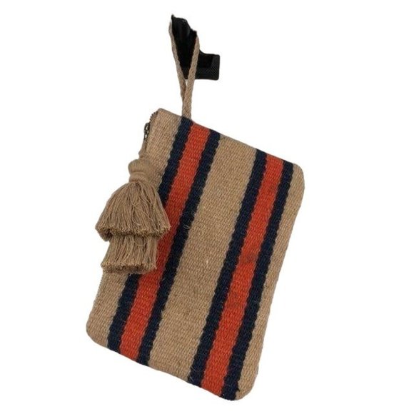 J Jill Wristlet Purse Used Jute Striped Small Casual - Picture 2 of 12